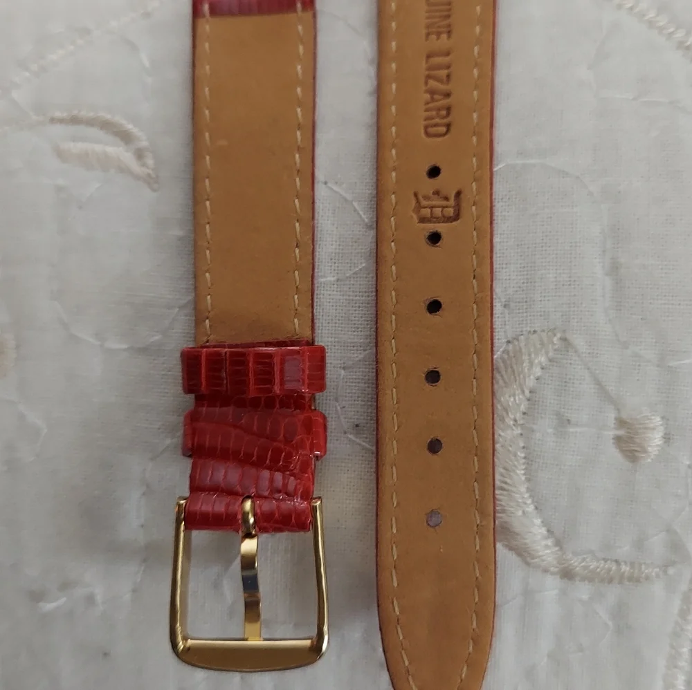 Town & Country Vintage Genuine Leather Lizard Skin Red Watch Strap Band 14 R